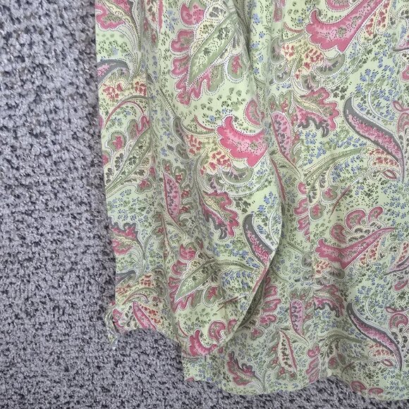 JM Collection Top Womens Plus‎ 16 Green Paisley Print Button Up Cotton Blend - Picture 3 of 7